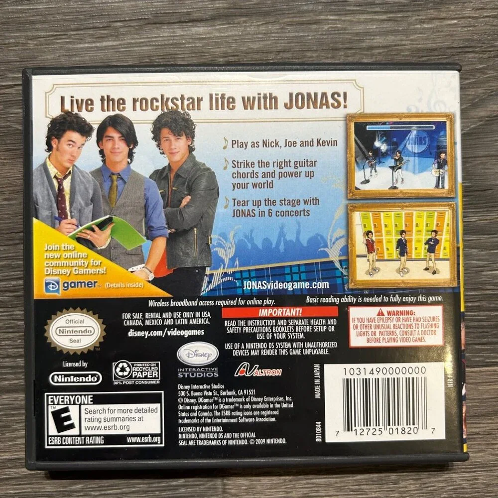 Disney Jonas Nintendo DS Game Complete Case Manual 2009 Y2K 00s Music
